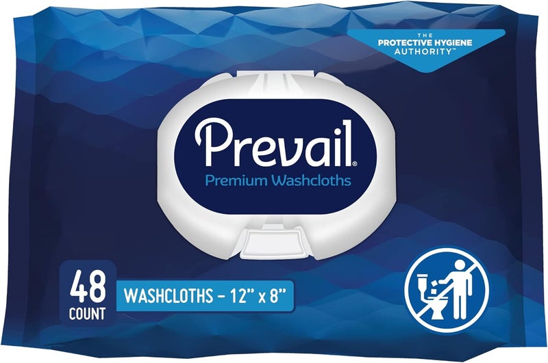 Prevail Soft Pack Adult Washcloths, Unisex Adult Incontinence Disposable Wipes for Men & Women, WW-715, 12"x 8", 48 Count - Image 1