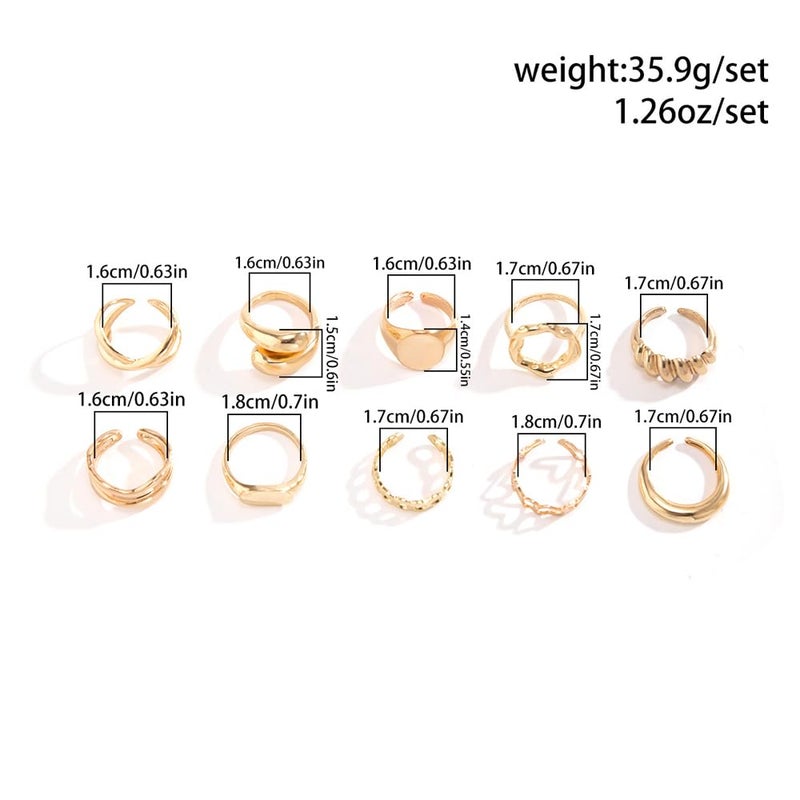FUTIMELY 14K Gold Stackable Knuckle Rings Set for Women Teen Girls,Aesthetic Silver 10Pcs Trendy Dainty Open Midi Rings Set,Midi Finger Rings Pack Jewelry Gifts (Gold2) - Image 2