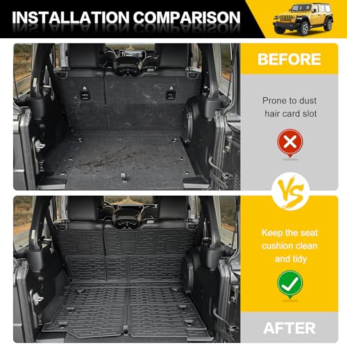 JTYZSM Cargo Mats for 2018-2025 Jeep Wrangler JL Unlimited 4X4 Trunk Mat with Backrest Liner, All Weather TPE Protector Rear Back Seat Mats for 18-25 Wrangler JL 4X4 4 Door Accessories - Image 3