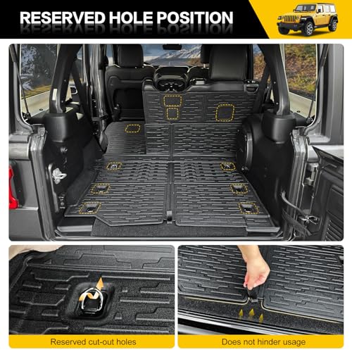 JTYZSM Cargo Mats for 2018-2025 Jeep Wrangler JL Unlimited 4X4 Trunk Mat with Backrest Liner, All Weather TPE Protector Rear Back Seat Mats for 18-25 Wrangler JL 4X4 4 Door Accessories - Image 5
