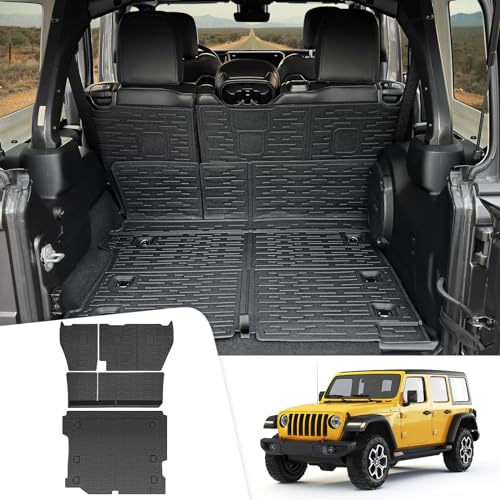 JTYZSM Cargo Mats for 2018-2025 Jeep Wrangler JL Unlimited 4X4 Trunk Mat with Backrest Liner, All Weather TPE Protector Rear Back Seat Mats for 18-25 Wrangler JL 4X4 4 Door Accessories - Image 1