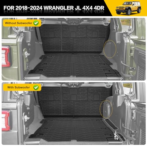 JTYZSM Cargo Mats for 2018-2025 Jeep Wrangler JL Unlimited 4X4 Trunk Mat with Backrest Liner, All Weather TPE Protector Rear Back Seat Mats for 18-25 Wrangler JL 4X4 4 Door Accessories - Image 2
