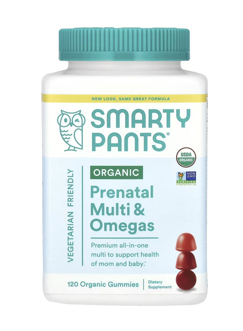 SmartyPants Organic Prenatal Multi & Omegas Grape Blueberry and Mixed Berry 120 Organic Gummies