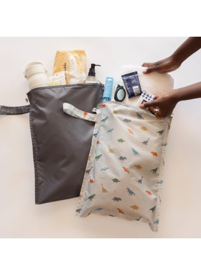 Tiny Twinkle Mess Proof Wet Bags | 2-Pack Reusable Waterproof Wet Bags for Swimsuits | Baby Clothes | Travel & Diaper Bag (Dinosaur, Ocean Life) - Image 3