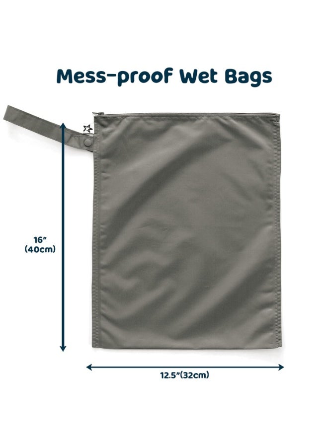 Tiny Twinkle Mess Proof Wet Bags | 2-Pack Reusable Waterproof Wet Bags for Swimsuits | Baby Clothes | Travel & Diaper Bag (Dinosaur, Ocean Life) - Image 2