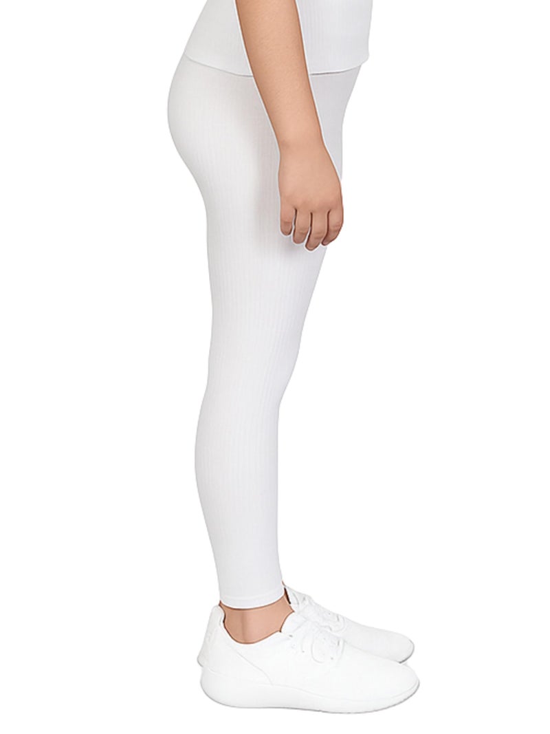 DChica Essentials Thermal Wear Leggings for Girls, Winter Inner Wear Bottom for Girls, Regular Fit with Elasticated Waistband for Teens, Soft Cotton Blend (Size XS to L) Color- White - Image 5