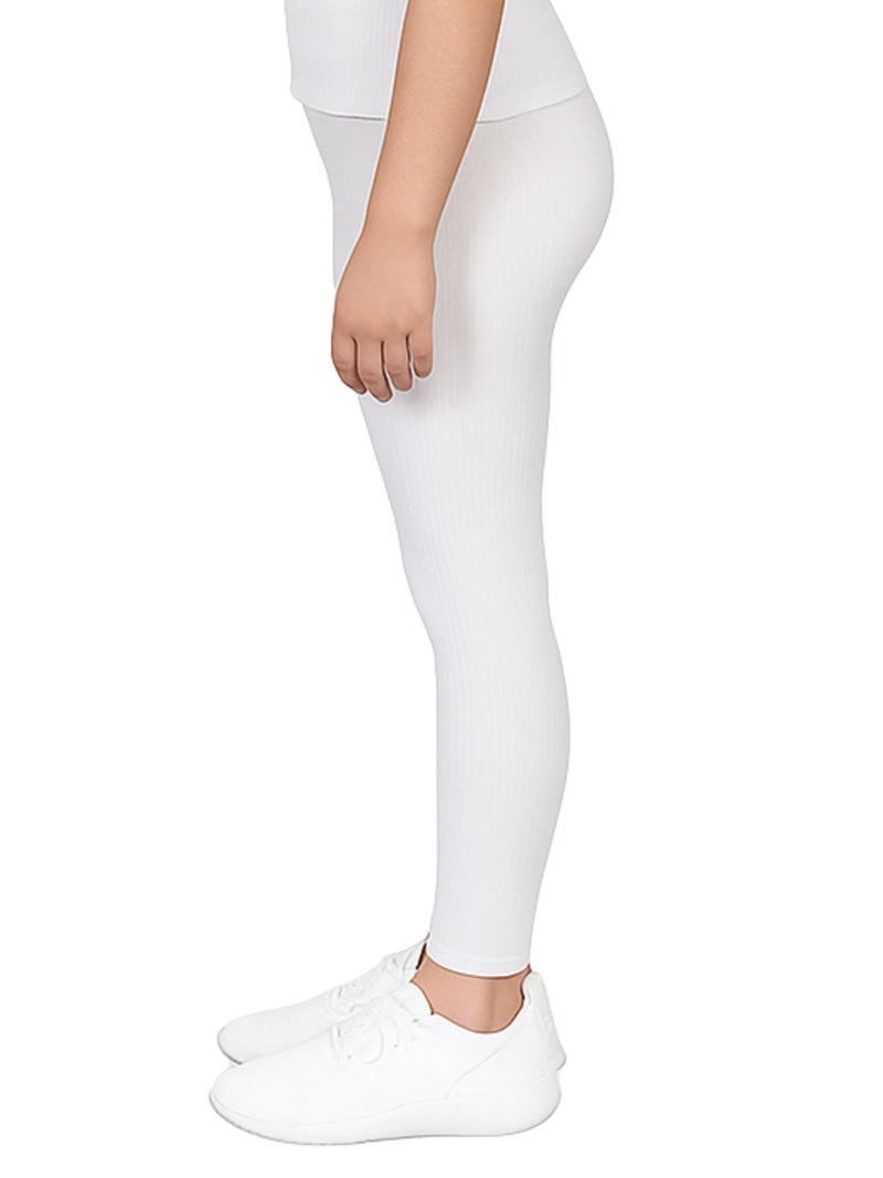 DChica Essentials Thermal Wear Leggings for Girls, Winter Inner Wear Bottom for Girls, Regular Fit with Elasticated Waistband for Teens, Soft Cotton Blend (Size XS to L) Color- White - Image 4