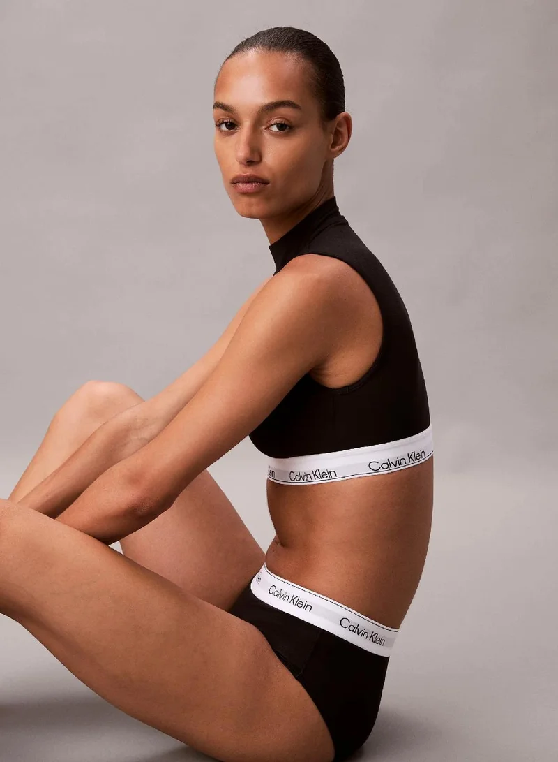 Calvin Klein black Lightly Lined Mockneck Bralette - Icon Cotton Modal for Women | Best Price UAE
