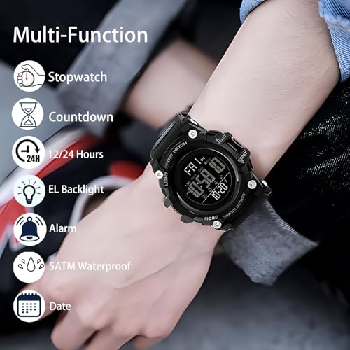 Gosasa Big Dial Digital Watch S Shock Men Military Army Watch Water Resistant LED Sports Watches (A Black) - Image 4