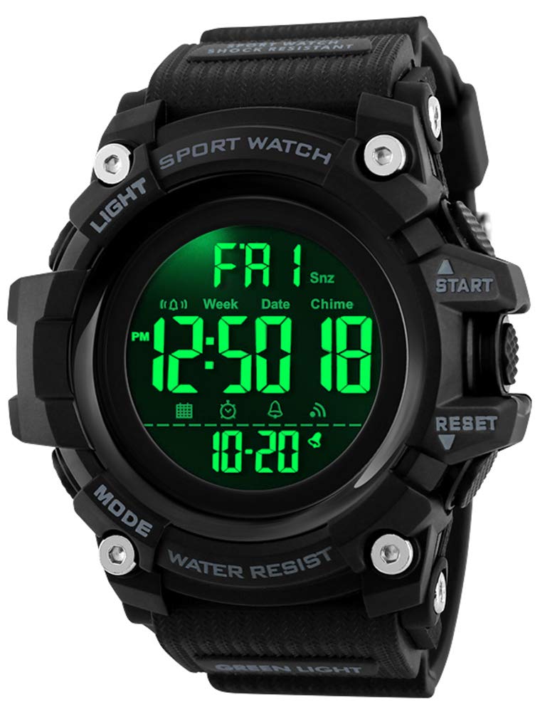 Gosasa Big Dial Digital Watch S Shock Men Military Army Watch Water Resistant LED Sports Watches (A Black) - Image 1
