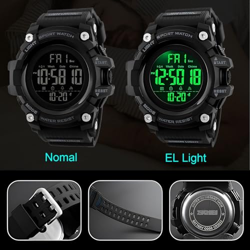 Gosasa Big Dial Digital Watch S Shock Men Military Army Watch Water Resistant LED Sports Watches (A Black) - Image 5