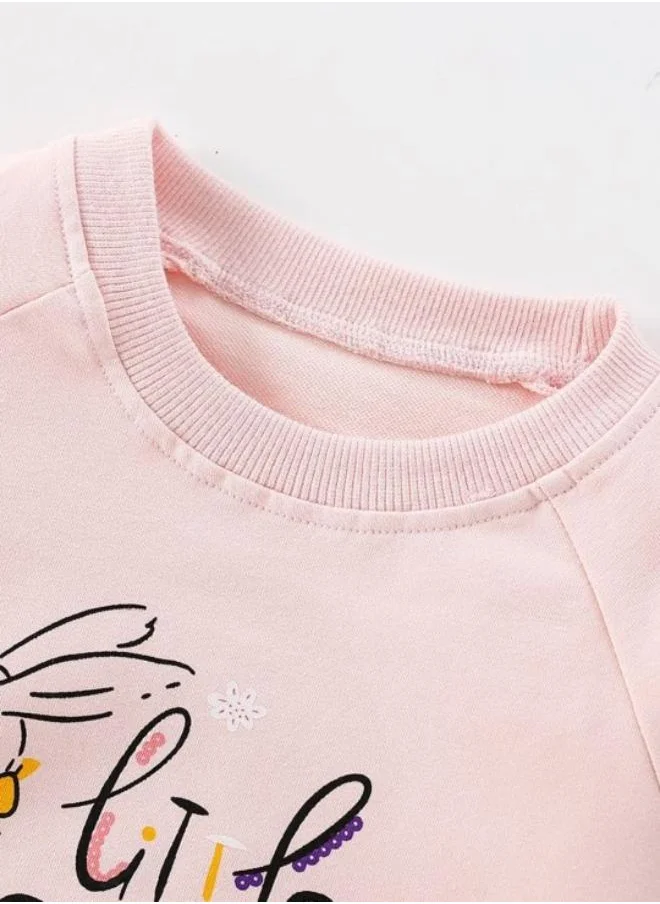YUNIQEE Pink Printed Long Sleeve Crew Neck T-Shirt