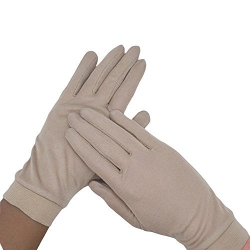 MAYMII Women's 100% Pure Mulberry Silk Gloves Liner Glove Inner Ski Bike Cycle Gloves – for Driving, Fashion, Sun and Cold Protection (Khaki) - Image 2