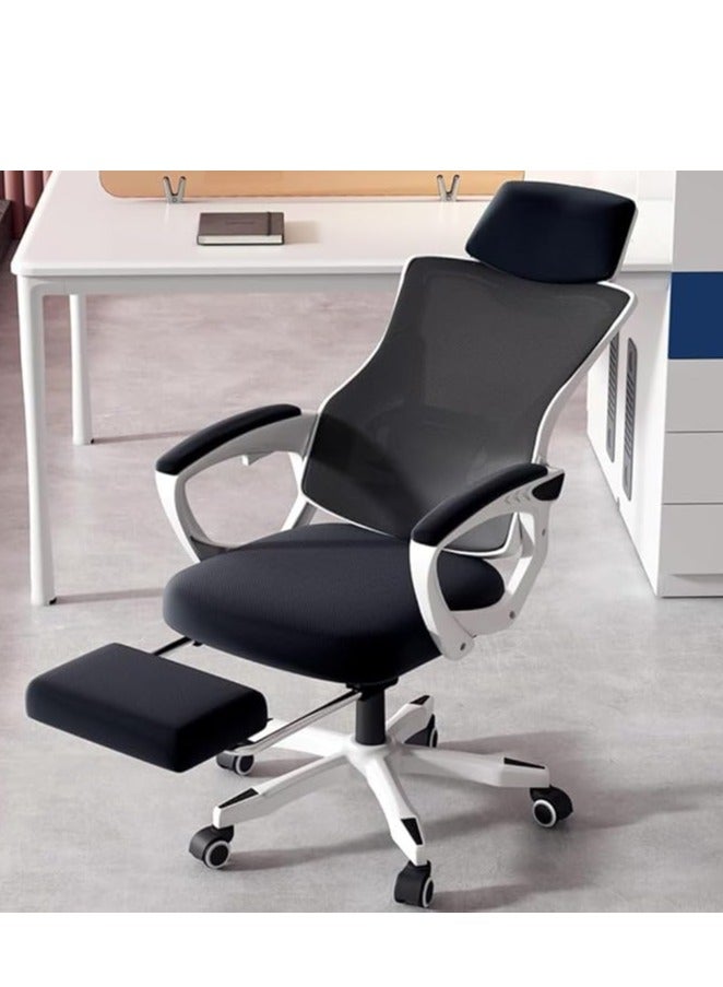 Generic Ergonomic Office Chair, Height and Headrest Adjustable Desk Chair with Lumbar Support and Wheels for Work, Study and Gaming, Swivel Computer Chair for Home and Office (Z1, White)  - Image 1