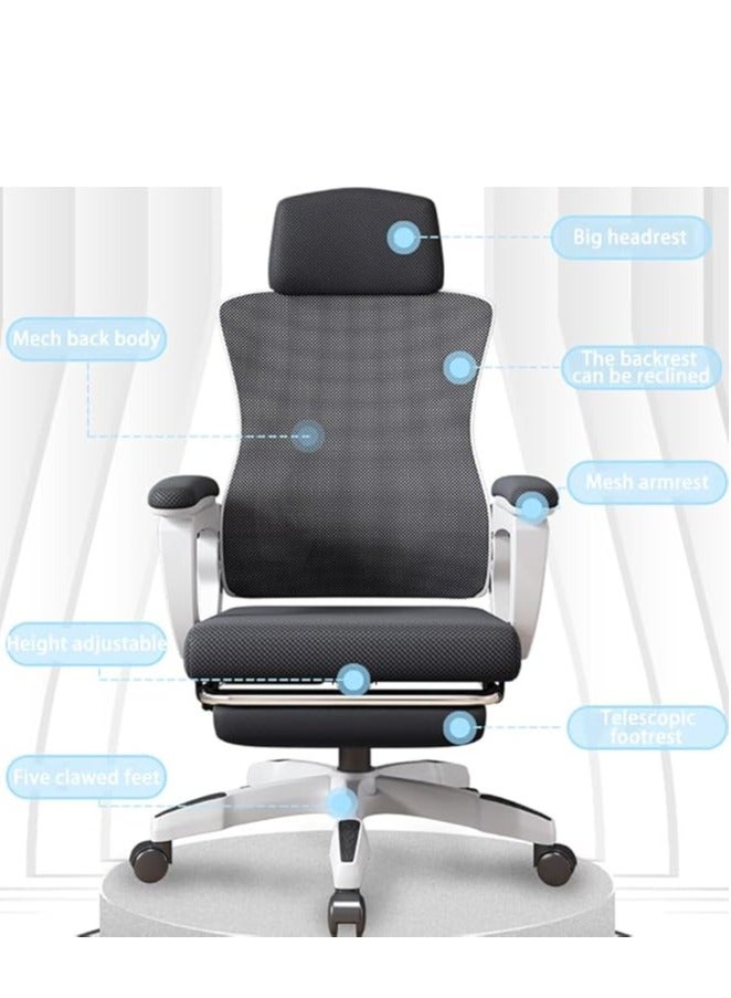 Generic Ergonomic Office Chair, Height and Headrest Adjustable Desk Chair with Lumbar Support and Wheels for Work, Study and Gaming, Swivel Computer Chair for Home and Office (Z1, White)  - Image 2