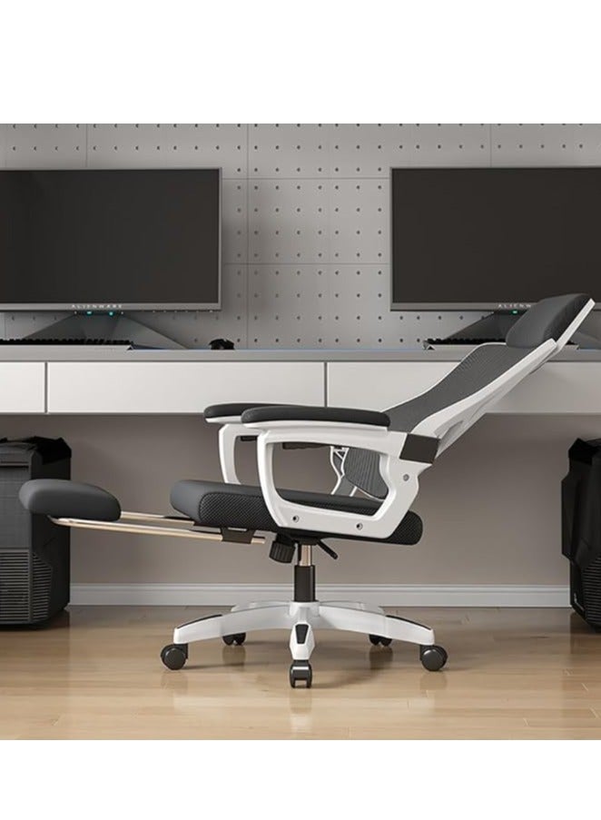 Generic Ergonomic Office Chair, Height and Headrest Adjustable Desk Chair with Lumbar Support and Wheels for Work, Study and Gaming, Swivel Computer Chair for Home and Office (Z1, White)  - Image 4