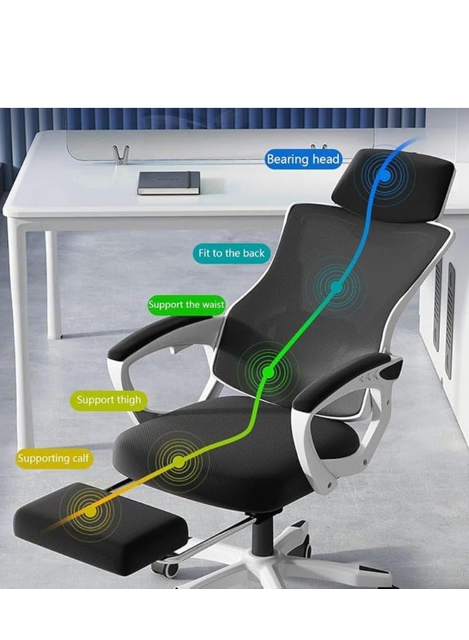 Generic Ergonomic Office Chair, Height and Headrest Adjustable Desk Chair with Lumbar Support and Wheels for Work, Study and Gaming, Swivel Computer Chair for Home and Office (Z1, White)  - Image 5