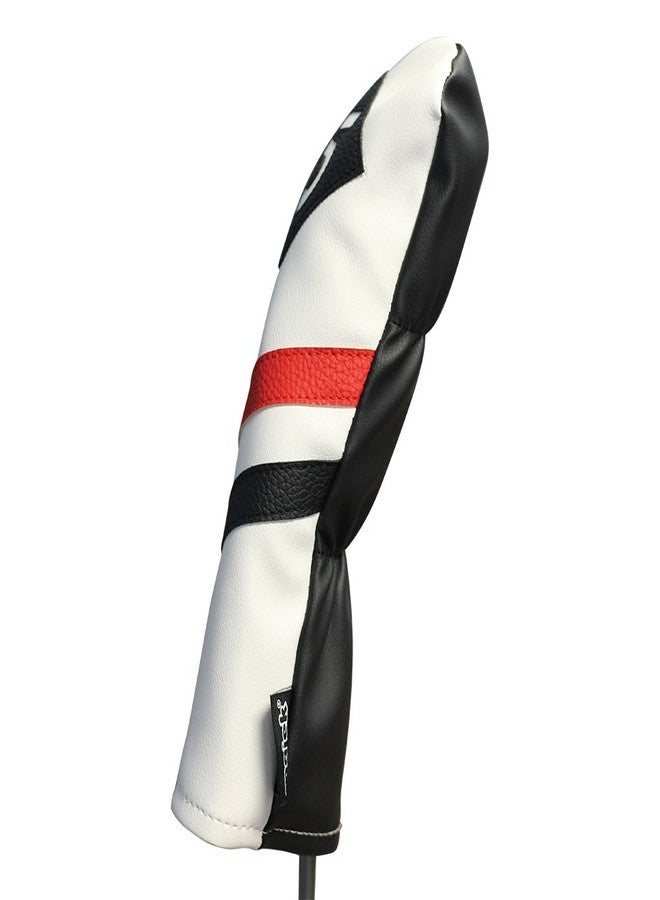 Majek Retro Golf Headcover White Red and Black Vintage Leather Style #5 Fairway Wood Classic Look Head Cover - Image 5