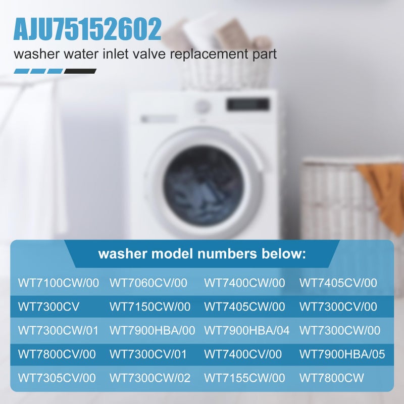 مجموعة صمام مدخل الغسالة Aju75152602 متوافقة مع Lg Wt7405Cw Wt7305Cv Wt7305Cw Wt7150Cw Wt7300Cw Wt7900Hba Wt7800Cw Wt7300Cv Wt7100Cw يستبدل: 5221Ea1008S رقم الهاتف00060681 - Image 4