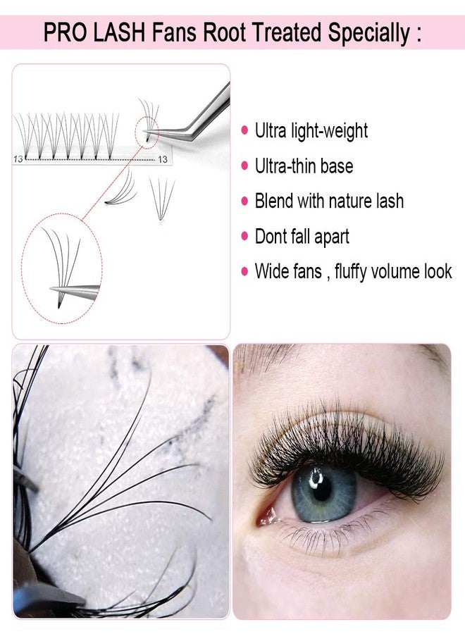 PRO LASHBEAUTY Premade Volume Eyelash Extensions 4D-D-0.07-12 Short Stem Premade Fans Eyelash Extensions 9 to 20 mm Volume Lash Extensions .07 .10 Pre made Lash Fans C D Curl (4D-D-0.07,12mm) - Image 2