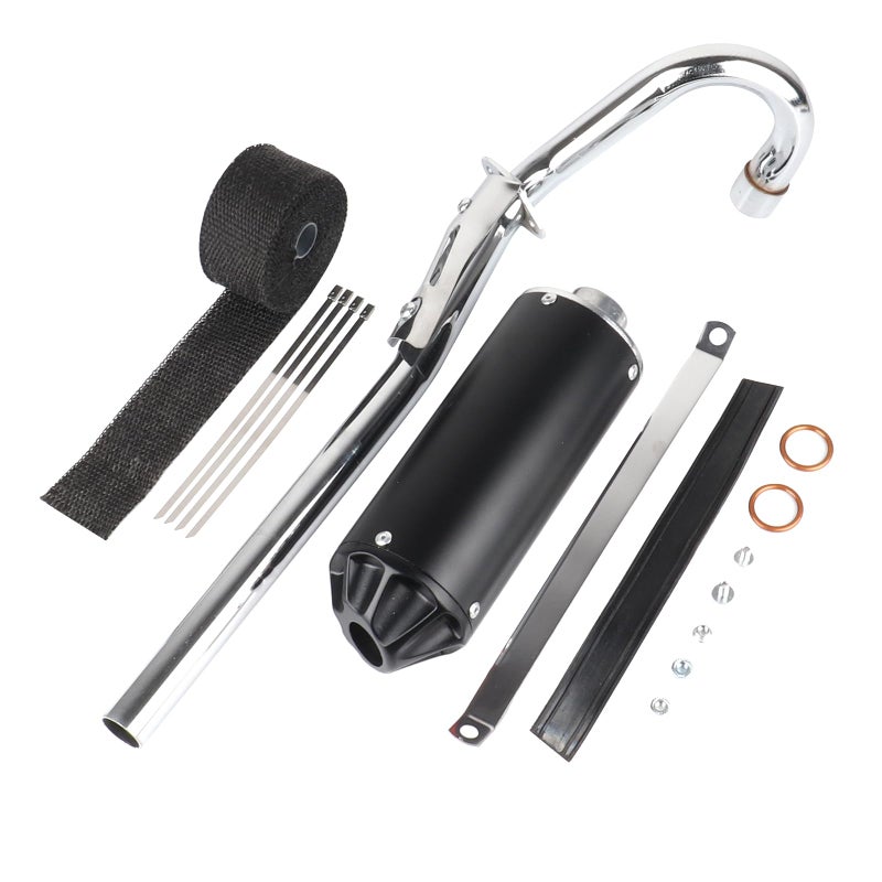 HTBCCHB 28mm Exhaust Muffler Assembly with Heat Wrap For CRF50 CRF70 XR50 70cc 110cc 125cc Taotao DB10 DB14 Baja Xpro Apollo Roketa SSR TTR SDG Coolster Pit Dirt Bike Parts (Black) - Image 1