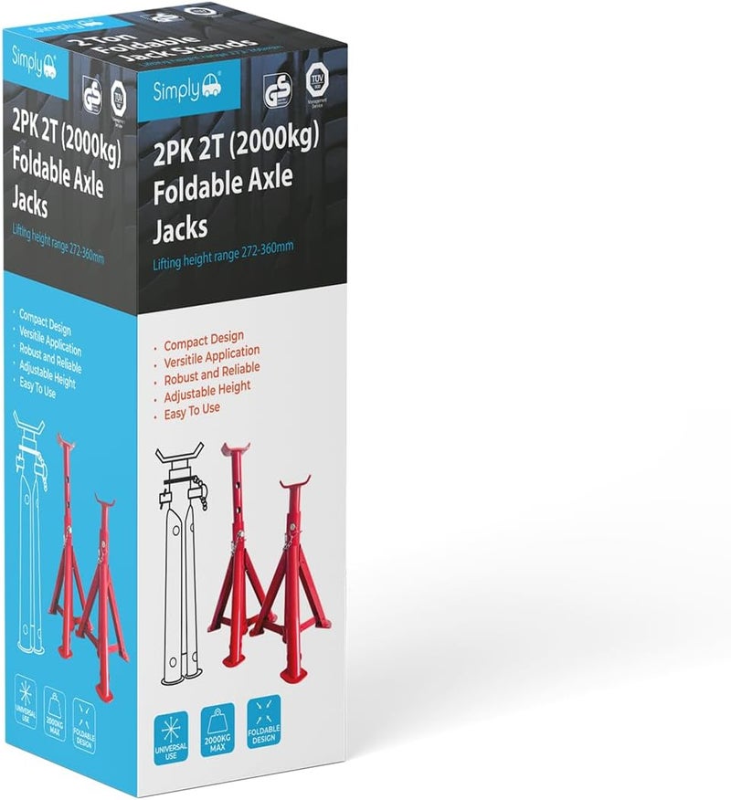 SIMPLY Auto 2T Foldable Jack Stand Pair CFJS2T (2 Tonne, 2000kg) - Image 2