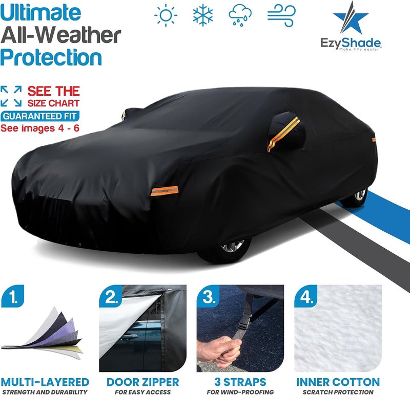 EzyShade غطاء سيارة EzyShade مكون من 10 طبقات لسيارات الدفع الرباعي (SUV) - مقاوم للماء ومناسب لجميع الأحوال الجوية - غطاء خارجي شامل وشديد التحمل لسيارات مثل جيب (Jeep) وراف 4 (Rav4) وسي آر في (CRV). - Image 2
