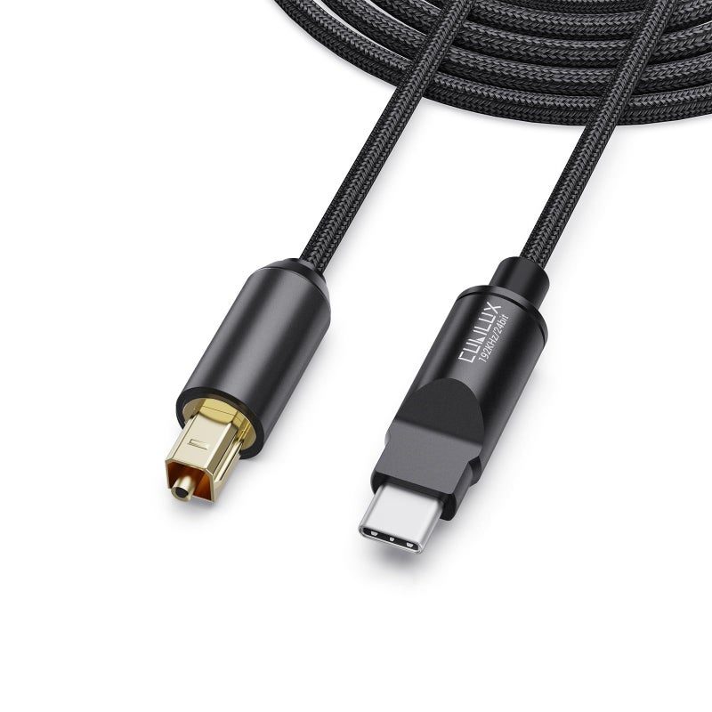 Cubilux USB C to TOSLINK Optical Audio Cable, Unidirectional Type C to SPDIF Digital Aux Cord, S/PDIF Transmitter for Computer/Laptop/PC MacBook(5.1 Surround Sound) and PS5(Stereo), 6.6 FT - Image 1