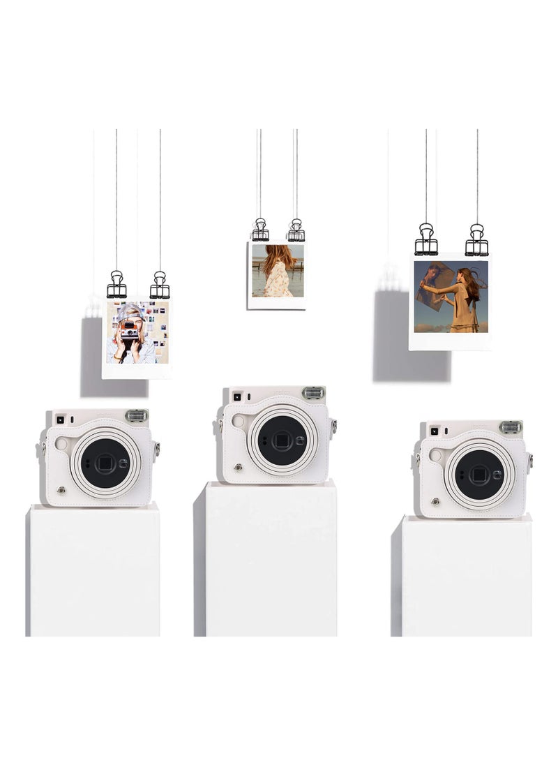 SYOSI - Square SQ1 Case Protective Case for Fujifilm Instax Square SQ1 Instant Camera PU Leather Cover with Adjustable Shoulder Strap, White - Image 1