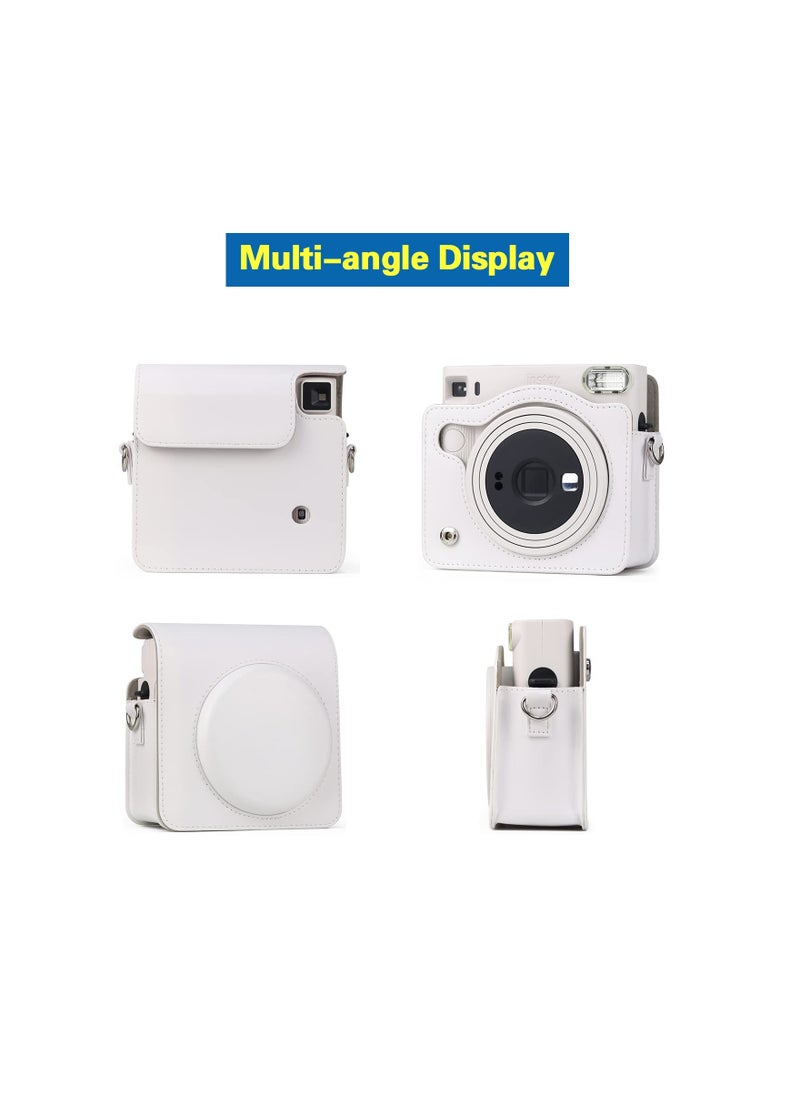 SYOSI - Square SQ1 Case Protective Case for Fujifilm Instax Square SQ1 Instant Camera PU Leather Cover with Adjustable Shoulder Strap, White - Image 1