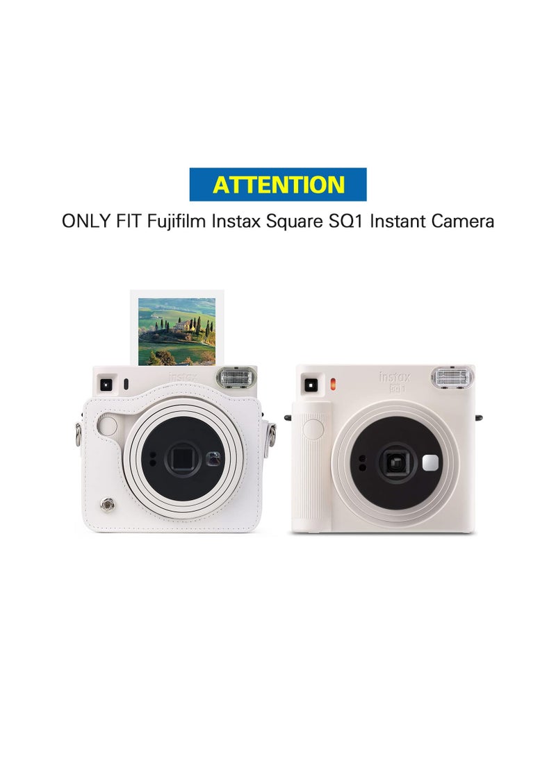 SYOSI - Square SQ1 Case Protective Case for Fujifilm Instax Square SQ1 Instant Camera PU Leather Cover with Adjustable Shoulder Strap, White - Image 1