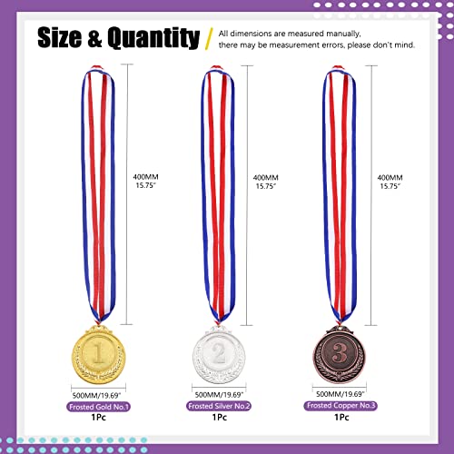 Swpeet 3 Pcs Winner Medals Gold Silver Bronze Award Medals 1st 2nd 3rd Award Medals with Neck Ribbon Olympic Style Medals Prizes for Competitions Party Decorations and Awards - Image 3