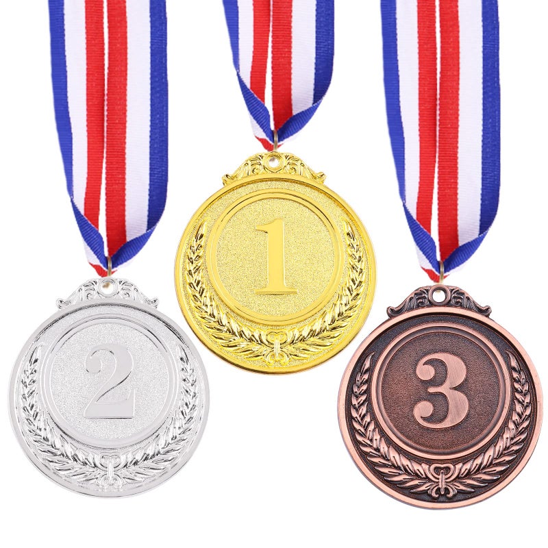 Swpeet 3 Pcs Winner Medals Gold Silver Bronze Award Medals 1st 2nd 3rd Award Medals with Neck Ribbon Olympic Style Medals Prizes for Competitions Party Decorations and Awards - Image 2