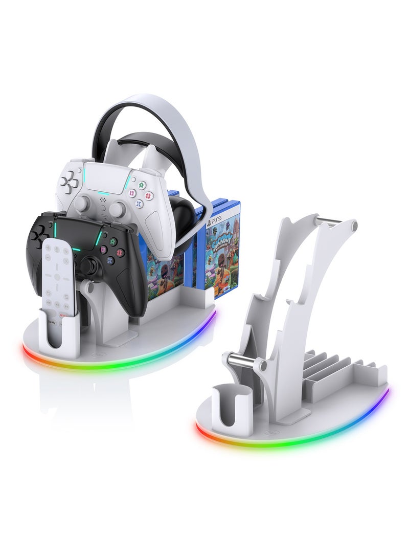 PS5 Desktop Storage Stand with RGB Lighting Headset Handle Remote Control Disc Desktop Storage Rack Accessories USB Plug in for Use - Image 2