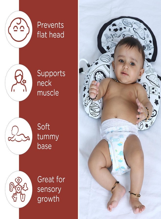 Fabrify Tummy Time Pillow, baby tummy time mat Black and White Contrast Baby Mat with Crinkle Toys and Teethers, Sensory Development Toy for 0-12 Months Educational toy to develop hand and eye movement - Image 5