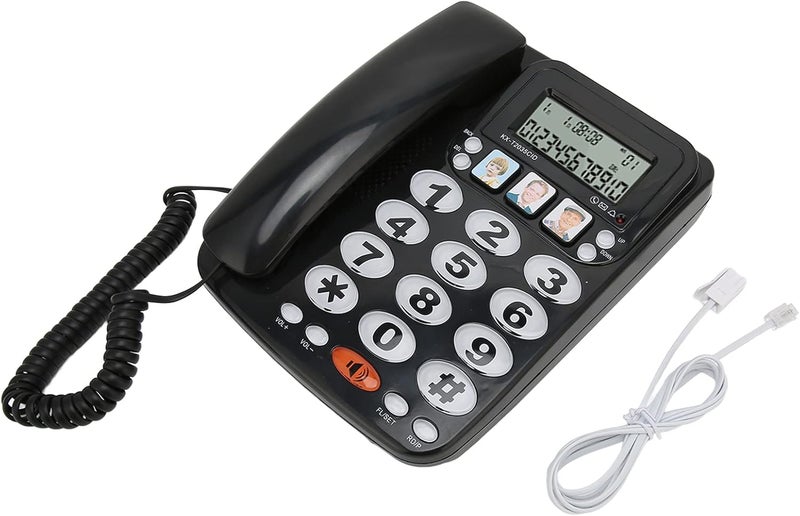 SUNGOOYUE Corded Phone, Caller ID Adjustable Ringer Speed Dial Memory Storage 2 Step Dialing, with Indicator for Home Office (Black) - Image 4