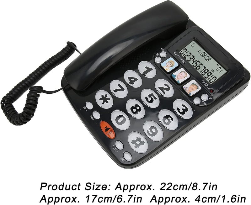 SUNGOOYUE Corded Phone, Caller ID Adjustable Ringer Speed Dial Memory Storage 2 Step Dialing, with Indicator for Home Office (Black) - Image 5