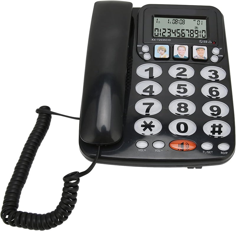 SUNGOOYUE Corded Phone, Caller ID Adjustable Ringer Speed Dial Memory Storage 2 Step Dialing, with Indicator for Home Office (Black) - Image 1