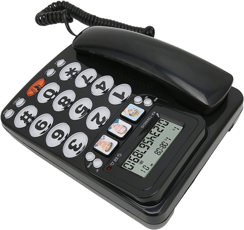 SUNGOOYUE Corded Phone, Caller ID Adjustable Ringer Speed Dial Memory Storage 2 Step Dialing, with Indicator for Home Office (Black) - Image 3