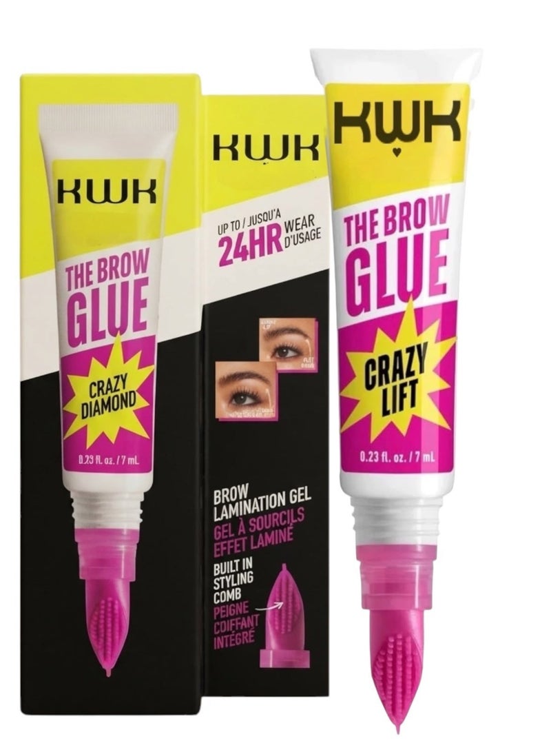 kwk The Brow Glow Crazy Lift Eyebrow Styling Gel, 24-Hour Strong Hold, Built-in Styling Comb, Clear - Image 2