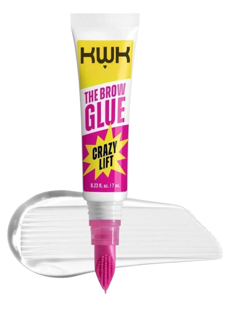 kwk The Brow Glow Crazy Lift Eyebrow Styling Gel, 24-Hour Strong Hold, Built-in Styling Comb, Clear - Image 1
