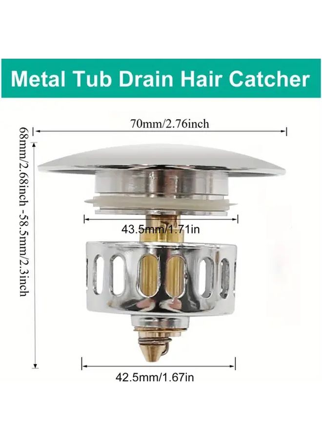 Universal Bathtub Anti Clog Drain Stopper With Hair Catcher Pop Up Design - Image 3
