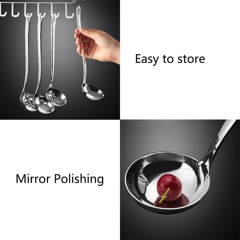SYOSI Metal Soup Ladle Set of 2, 18/8 Stainless Steel Ladle Spoon and Strainer Scoop with Holes, Cooking Utensils for Kitchen Use - Image 5