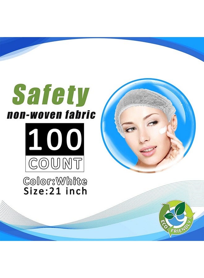 Smilco Disposable Bouffant Caps 100 Pcs,21inches Hair Net， Elastic Dust Cap for Food Service, Kitchen Head Cover (White)  - Image 2