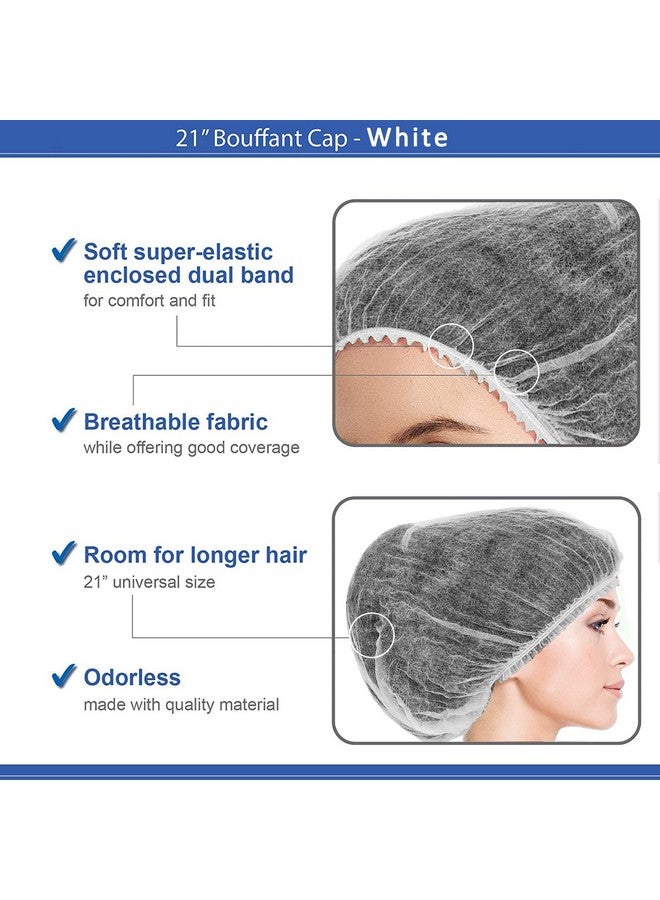 Smilco Disposable Bouffant Caps 100 Pcs,21inches Hair Net， Elastic Dust Cap for Food Service, Kitchen Head Cover (White)  - Image 3