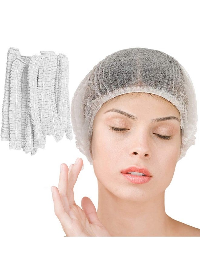 Smilco Disposable Bouffant Caps 100 Pcs,21inches Hair Net， Elastic Dust Cap for Food Service, Kitchen Head Cover (White)  - Image 1