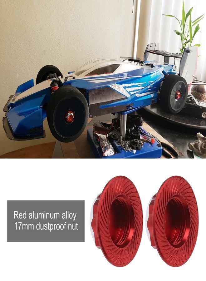 Micro Traders 4Pcs RC Car 17mm Hex Wheel Nut Anti-Dust Cover Nut Replacement Fit for 1/8 RC Car Model RC Off-Road Truck Compatible with Redcat Compatible with E-Revo, Red - Image 2