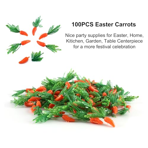 Ufurty 100PCS Mini Easter Carrots Plastic Carrot Shape Artificial Vegetables Ornaments Decorative Bunny Carrots Realistic Carrots Easter Miniature Decorations for Home Kitchen Table Centerpiece by Rely2016 - Image 2
