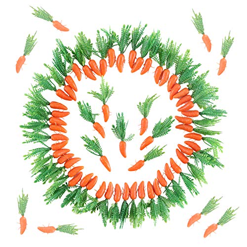 Ufurty 100PCS Mini Easter Carrots Plastic Carrot Shape Artificial Vegetables Ornaments Decorative Bunny Carrots Realistic Carrots Easter Miniature Decorations for Home Kitchen Table Centerpiece by Rely2016 - Image 1