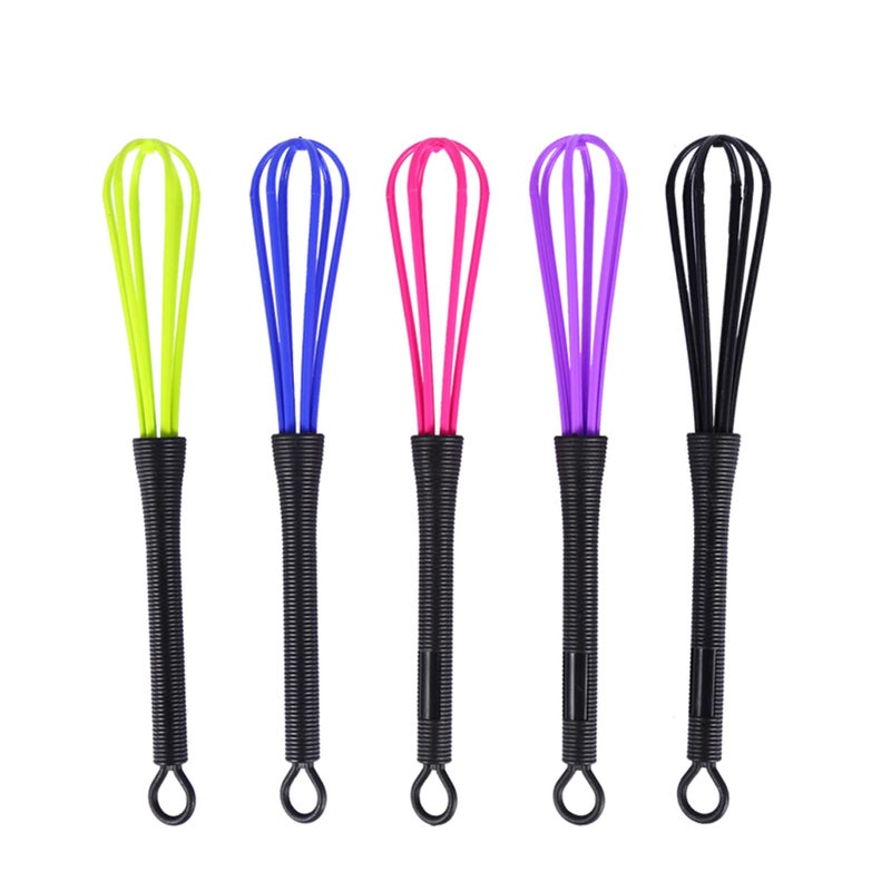 Yosoo Whisk Set 5pcs Plastic Salon Barber Hairdressing Hair Color Dye Cream Whisk Kitchen Balloon Whisk Mixer Stirrer Tools Green Rose Red Blue Black 71inch